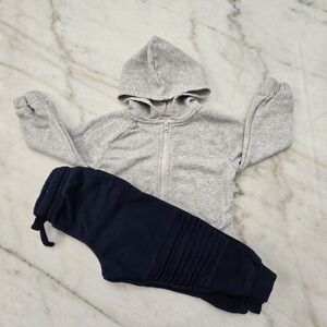 Garanimals Jogger Set 2 Piece Boys 24M Zip Up Hooded Sweater Gray Navy Blue